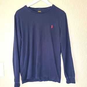Polo long-sleeved Navy Custom Fit shirt